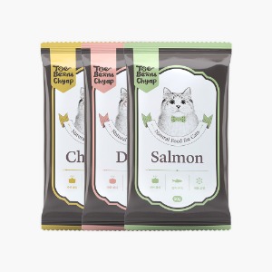 [토빈즈챱] 고양이 화식 샘플팩 (50g) x 3팩 살몬 치킨 덕 수분 75% - 하이독
